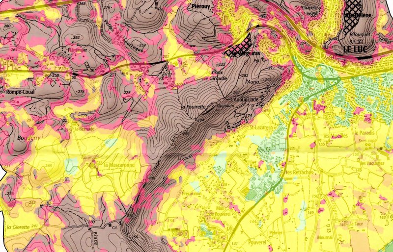 Carte d'aléa incendie du PPRIF du Luc-en-Provence, préfecture du Var